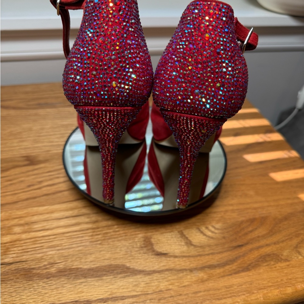 Steve Madden Red Suede Open Toe Platform High Hee… - image 4